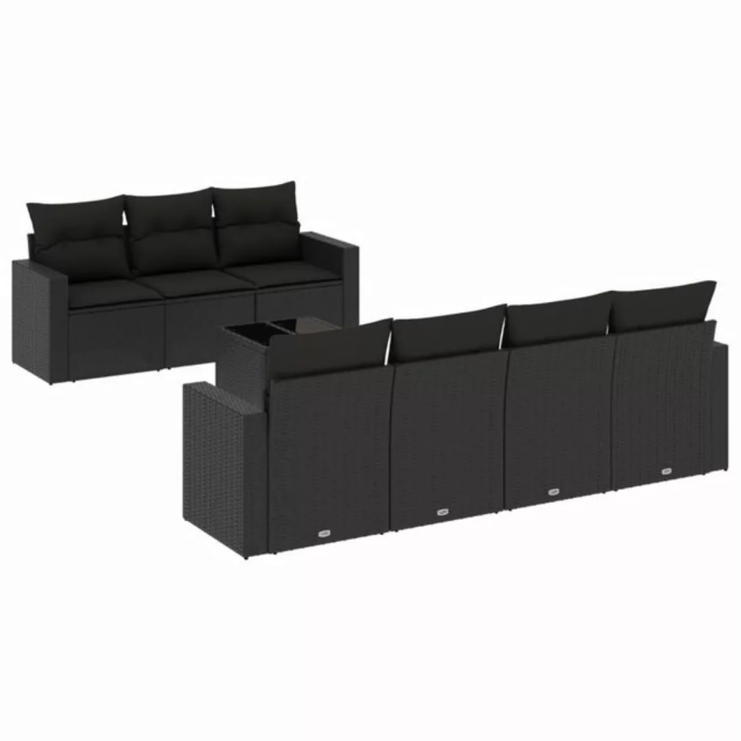 vidaXL Sofaelement 8-tlg. Garten-Sofagarnitur mit Kissen Schwarz Poly Ratta günstig online kaufen