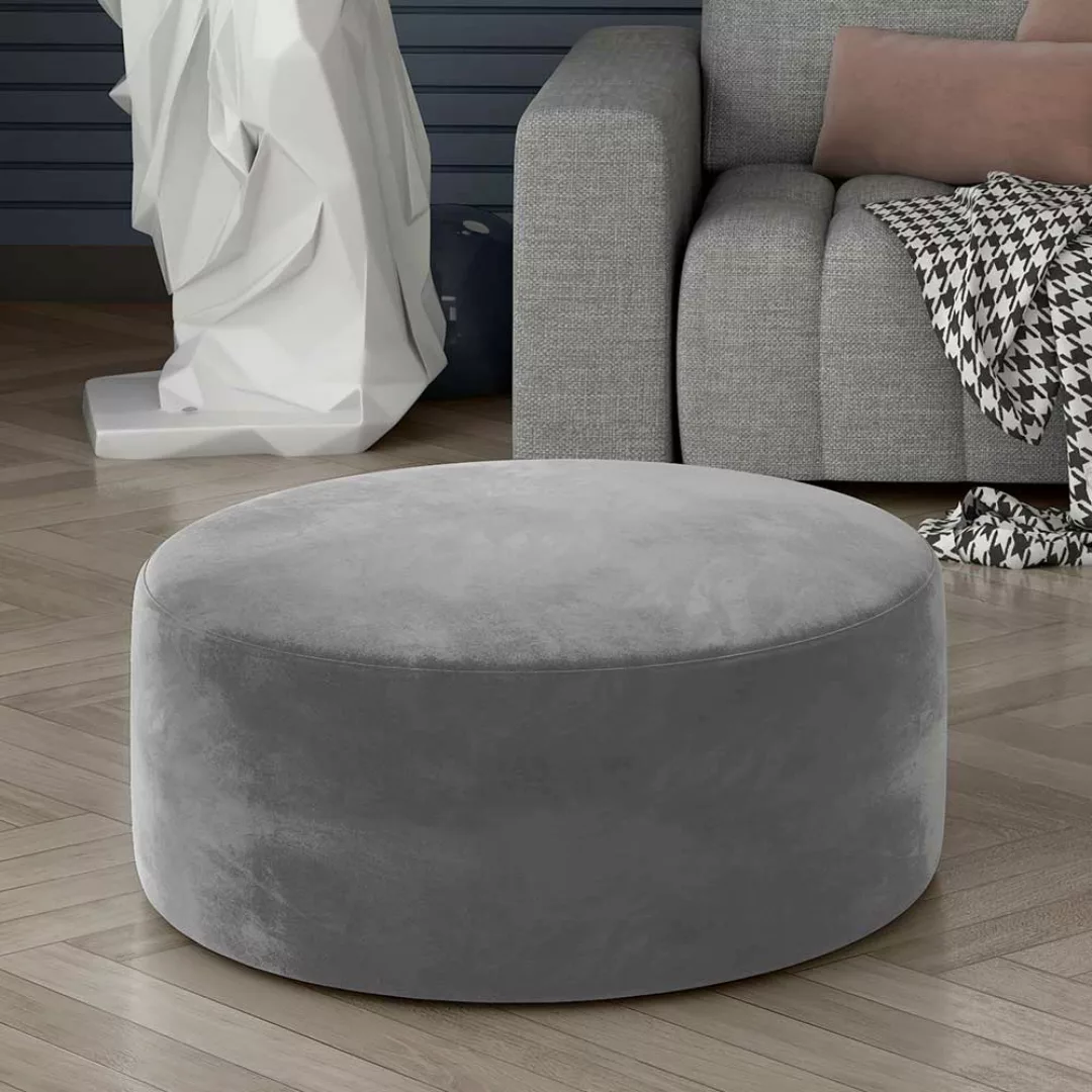 Sitzpouf Pouf in runder Form aus Samt günstig online kaufen