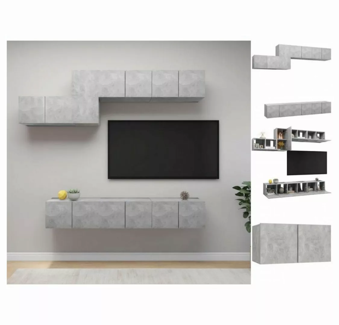 vidaXL TV-Schrank 7-tlg TV-Schrank-Set Betongrau Spanplatte günstig online kaufen