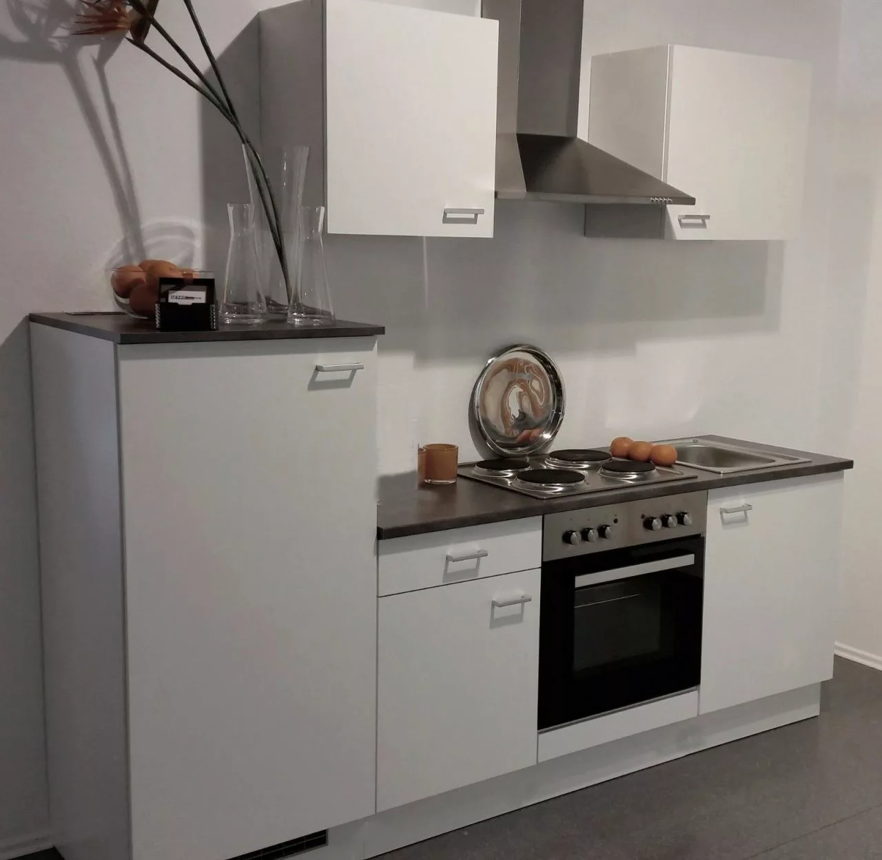 Einbauküche MANKAWHITE 11 - Schränke montiert/ Küchenzeile in weiß 210 cm o günstig online kaufen