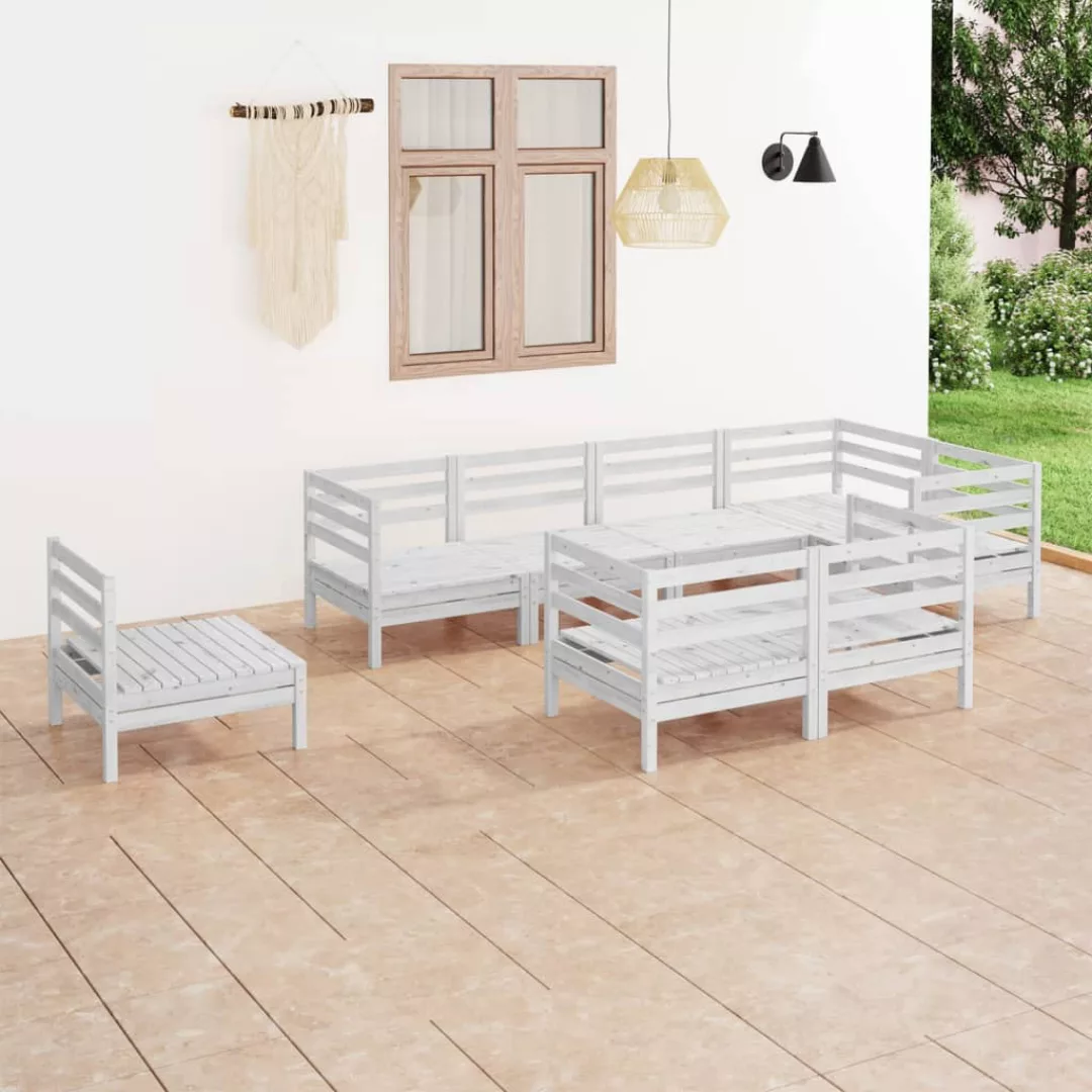 12-tlg. Garten-lounge-set Weiß Massivholz Kiefer günstig online kaufen