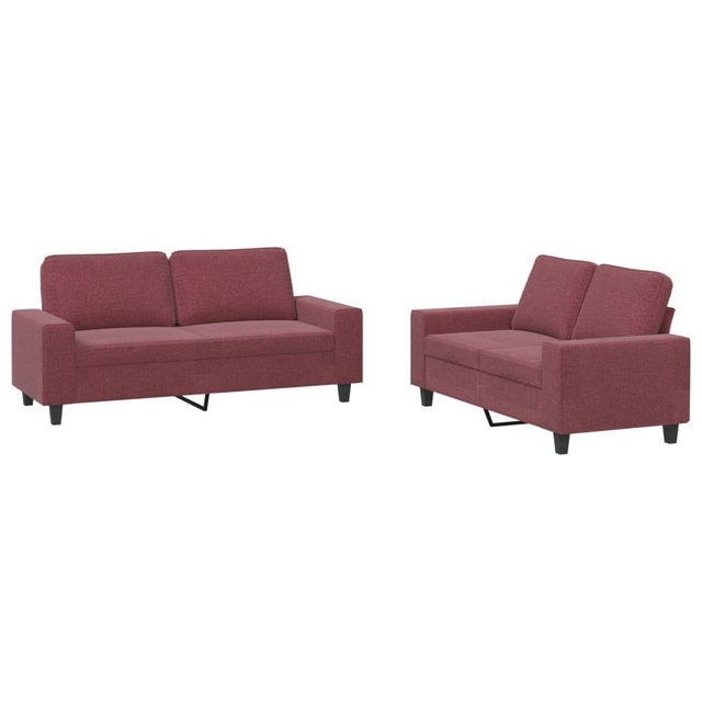 vidaXL Sofa Sofagarnitur Set mit Kissen Stoff, 2-tlg., Rot günstig online kaufen