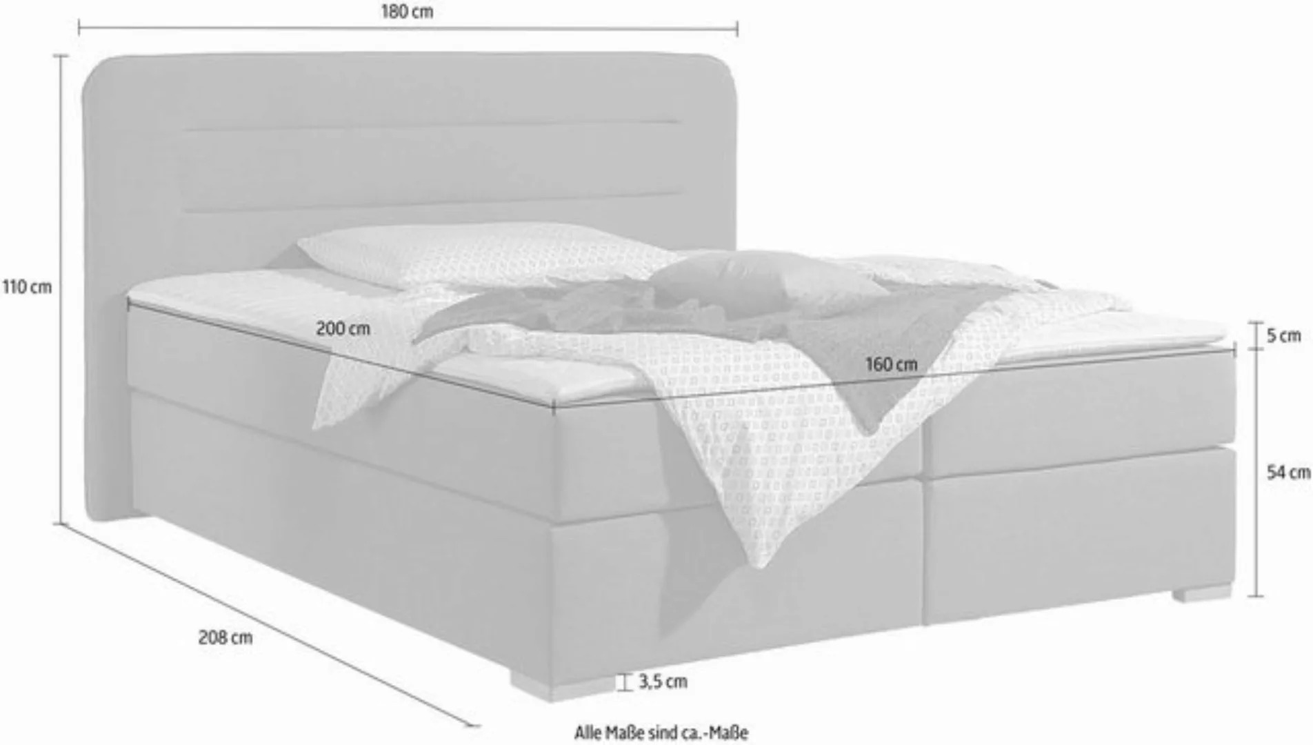 Home affaire Boxspringbett Manchester, 5 Breiten, 3 Ausführungen, 2 Härtegr günstig online kaufen