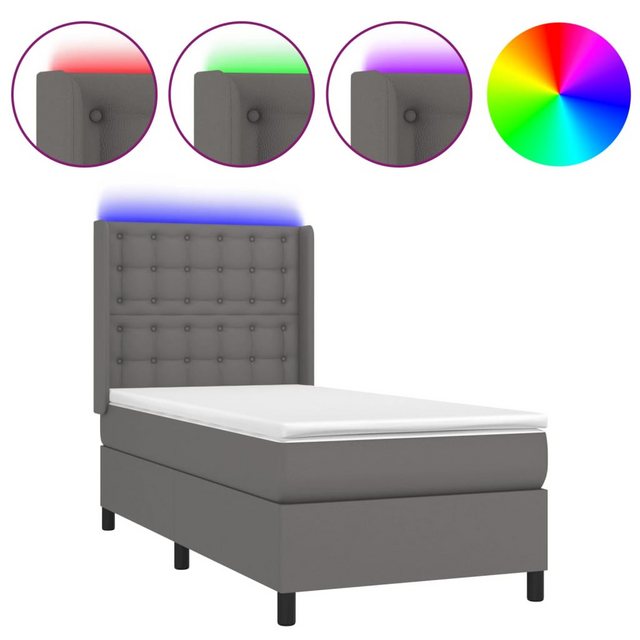 vidaXL Boxspringbett Boxspringbett mit Matratze und LED Kunstleder (90 x 20 günstig online kaufen