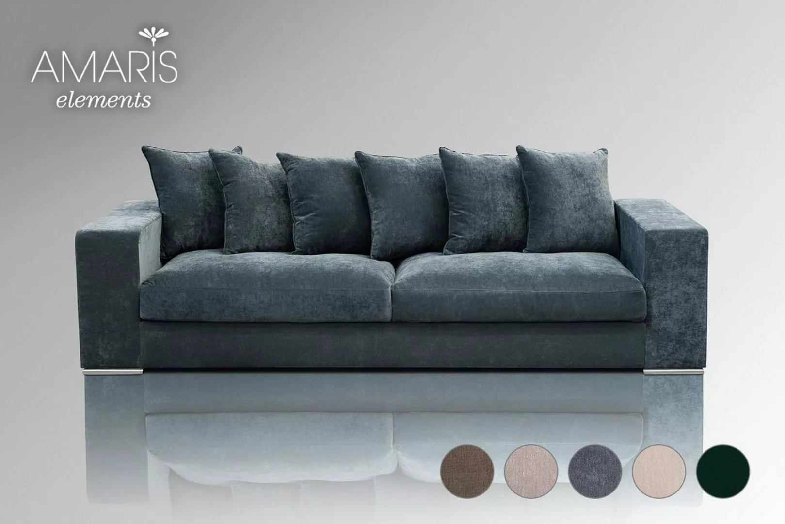 AMARIS Elements Sofa Samt Sofa 'Monroe' 4 Sitzer XL Big Sofa Wohnzimmer Cou günstig online kaufen