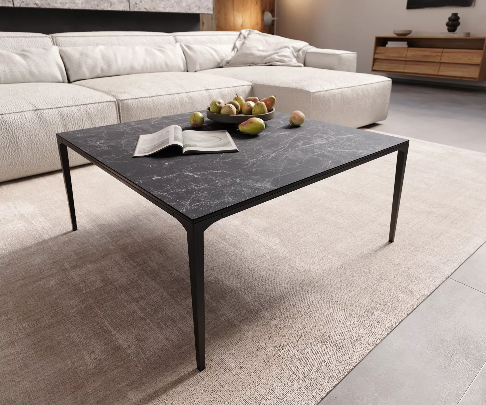 Couchtisch Levente 85x85 cm Keramik Laminam®Nero Greco Anthrazit Gestell Me günstig online kaufen