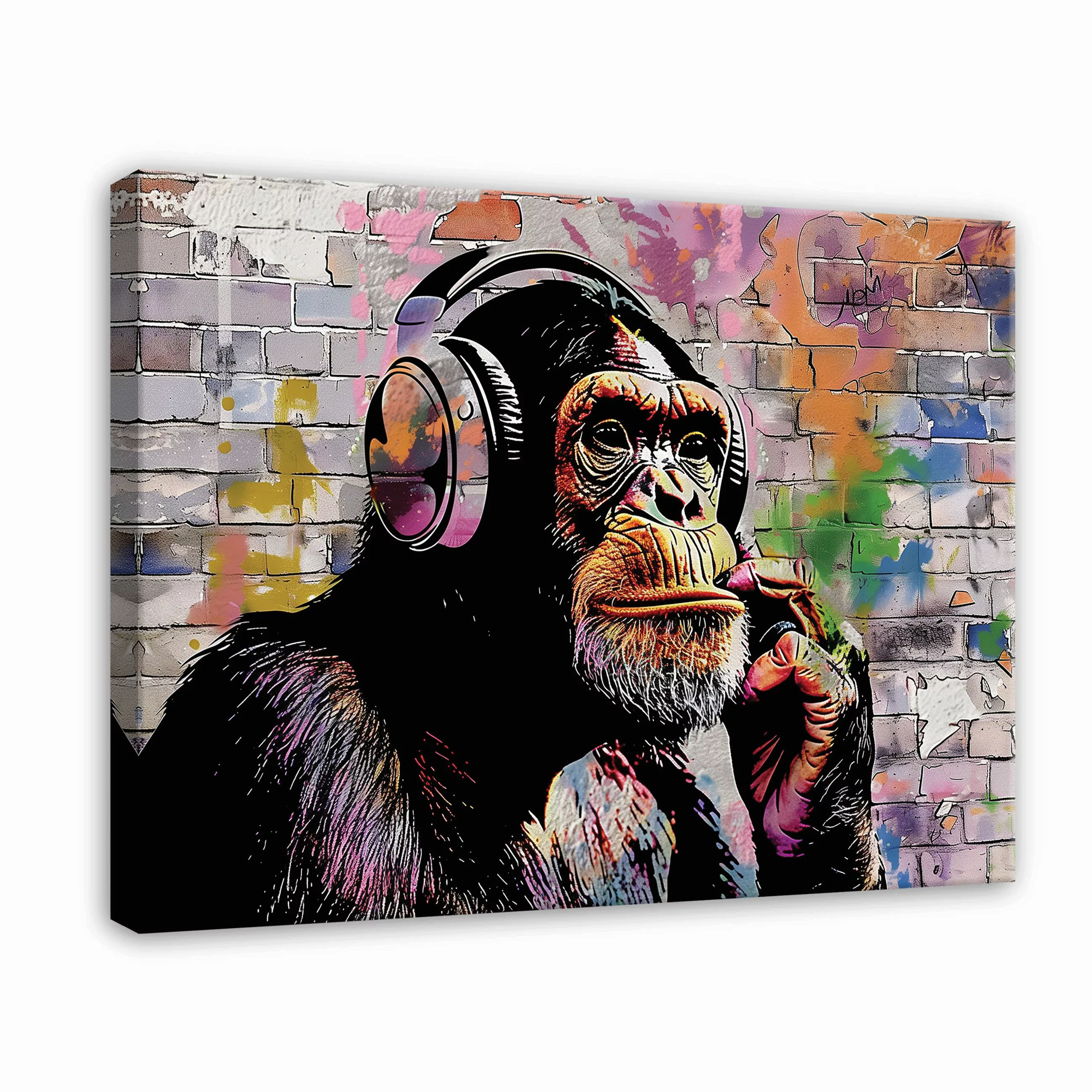 Wallarena Leinwandbild Banksy Abstrakt Affe Graffiti günstig online kaufen