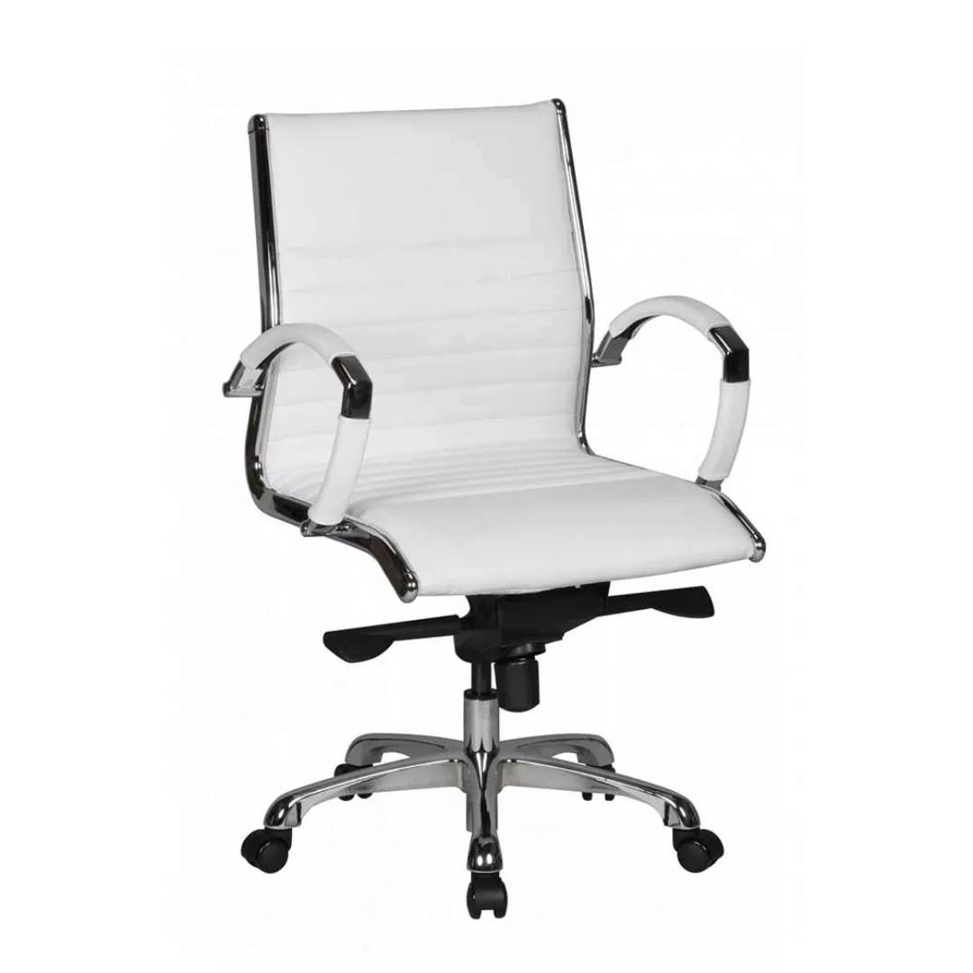 Eleganter Bürostuhl in Weiß und Chrom Lendenwirbelstütze günstig online kaufen