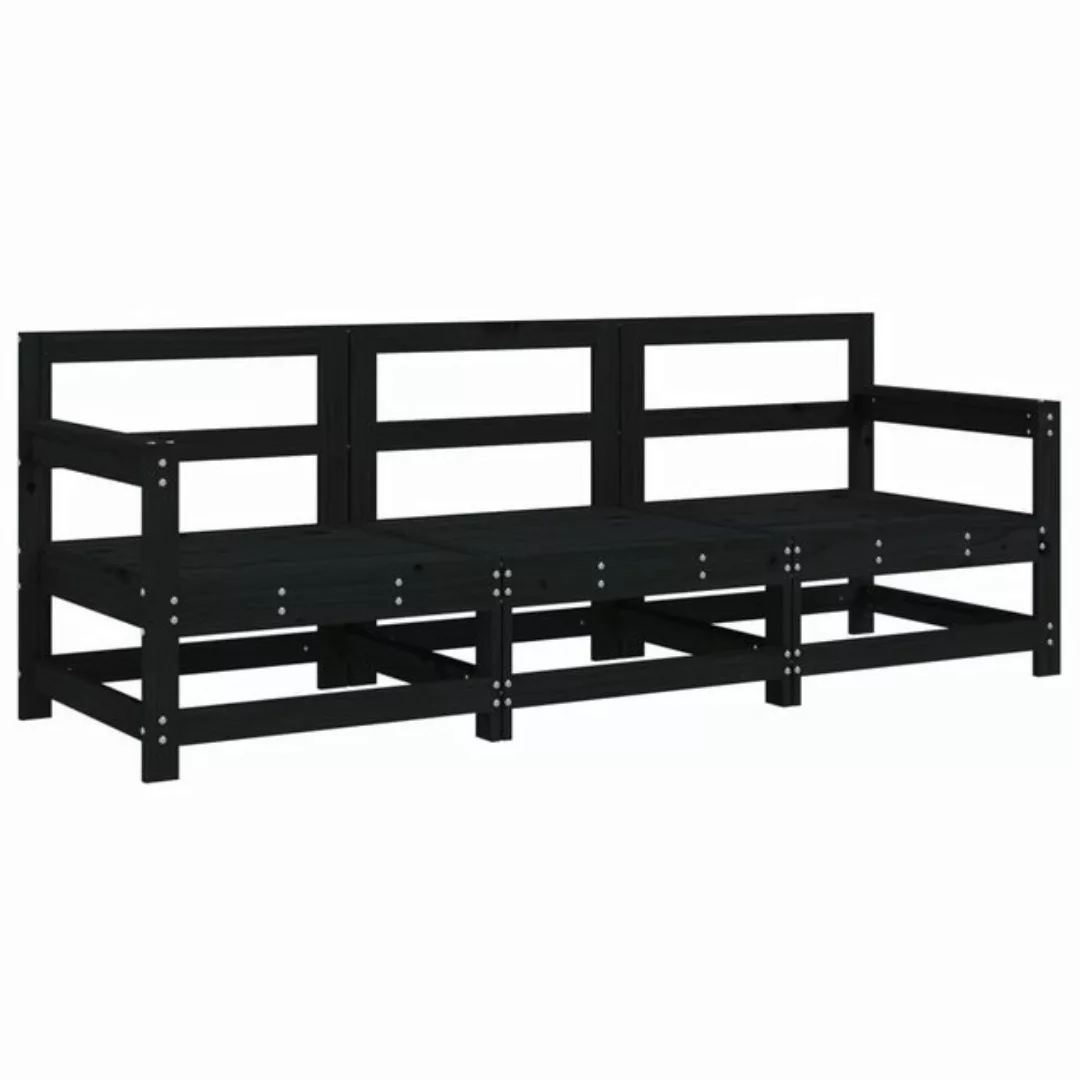 vidaXL Sofaelement 3-tlg. Garten-Lounge-Set Schwarz Massivholz Kiefer (1 St günstig online kaufen