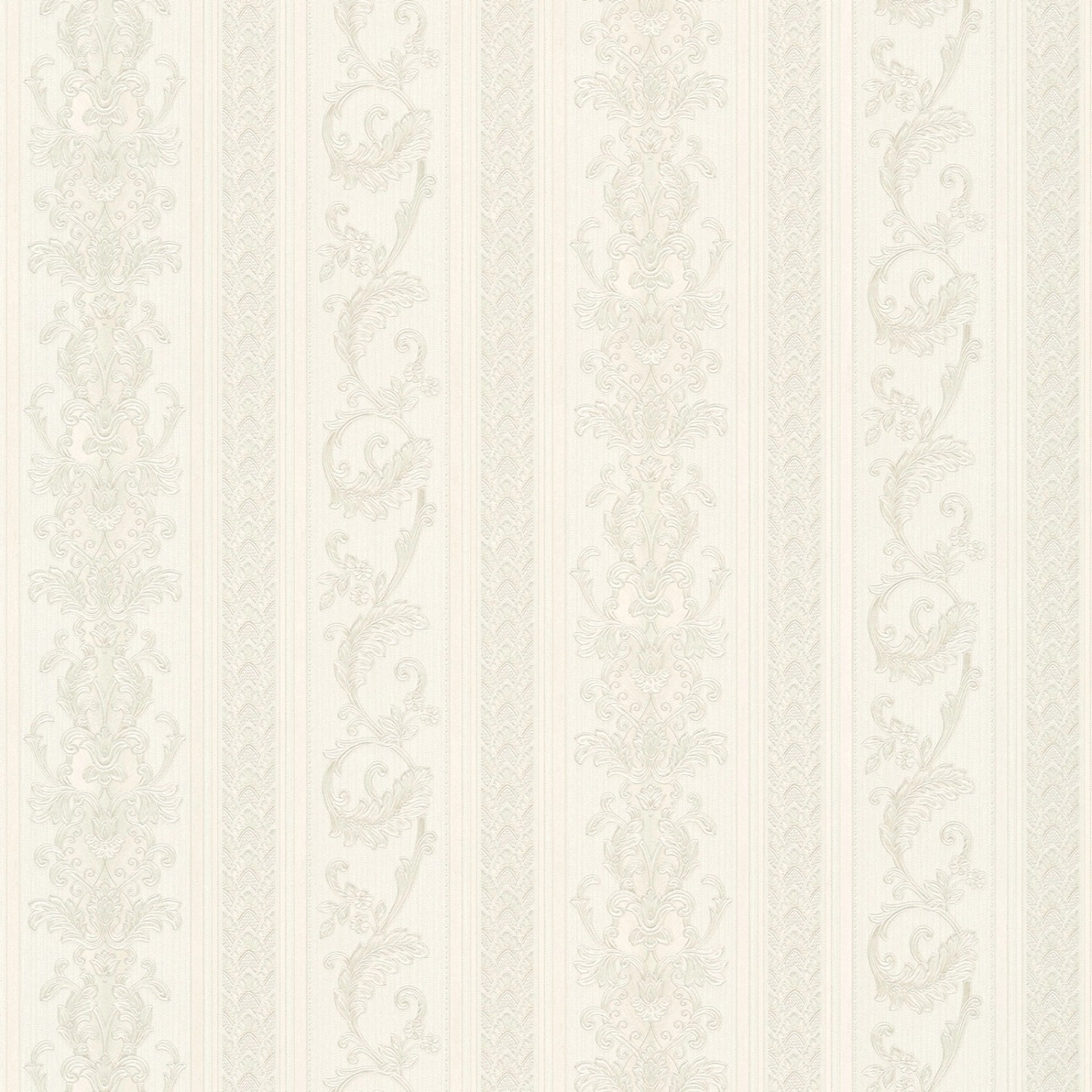 Bricoflor Landhaus Tapete Elegant Barock Vliestapete mit Streifen in Creme günstig online kaufen