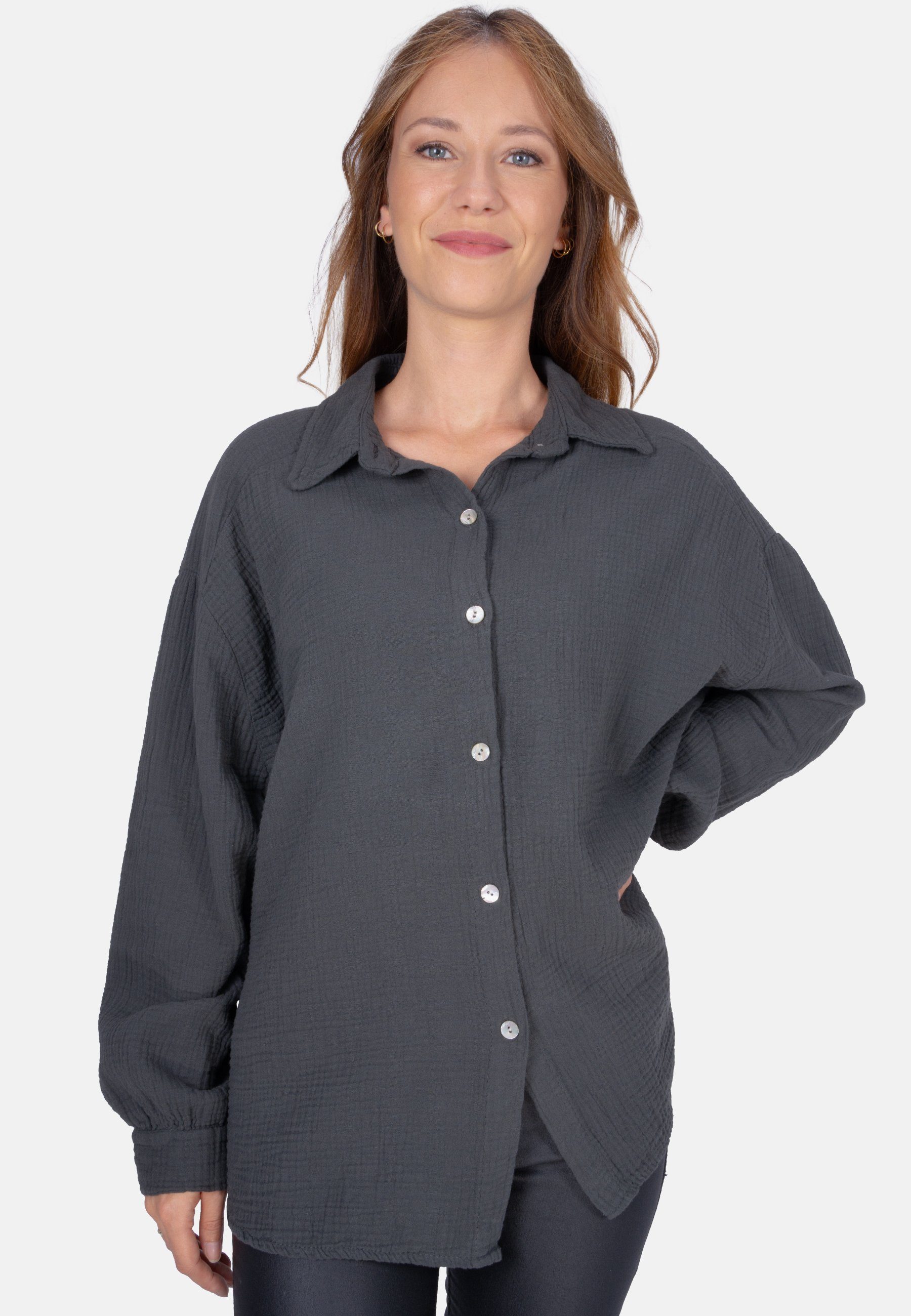 Seasons of April Hemdbluse Oversized Musselinbluse günstig online kaufen