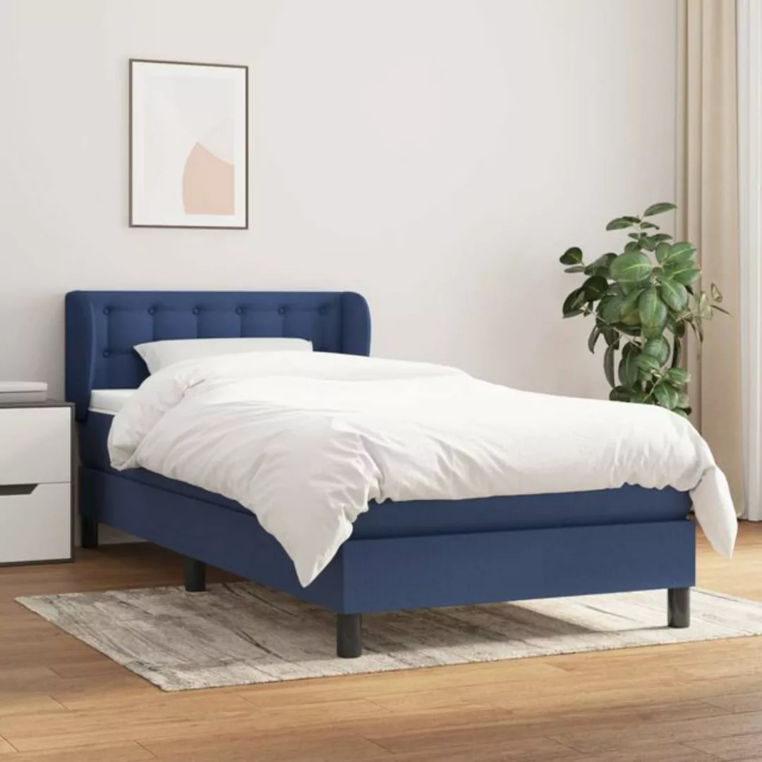 vidaXL Bett Boxspringbett mit Matratze Blau 90x200 cm Stoff günstig online kaufen