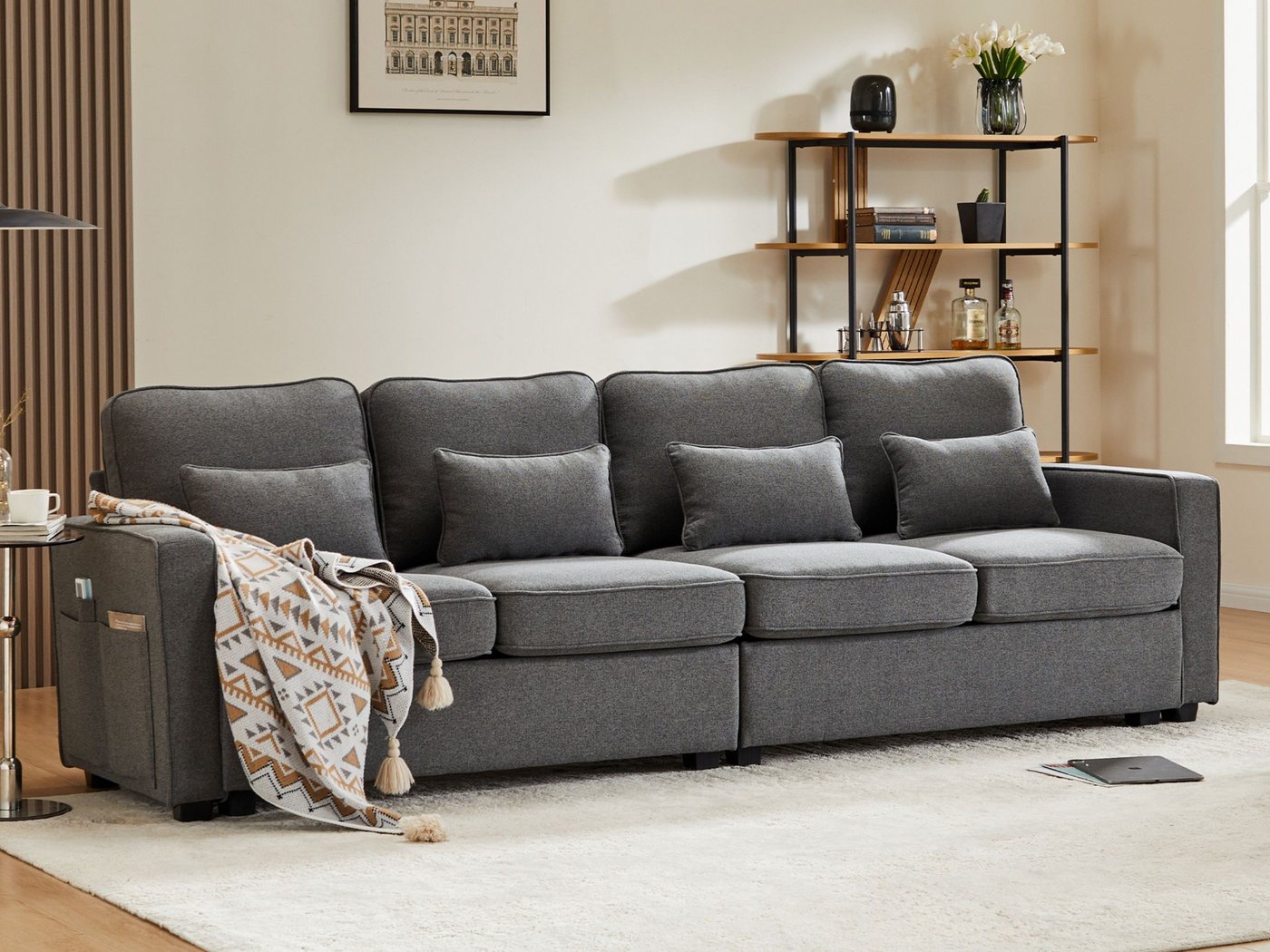 SeedWave Big-Sofa 4-Sitzer großes Sofa, 264cm breites Leinen-Polstersofa, R günstig online kaufen