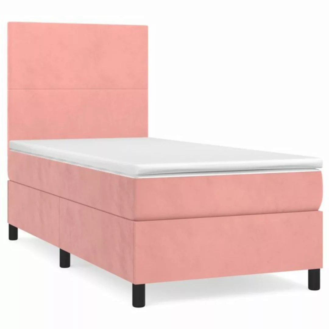 vidaXL Boxspringbett Boxspringbett mit Matratze Rosa 100x200 cm Samt Bett B günstig online kaufen