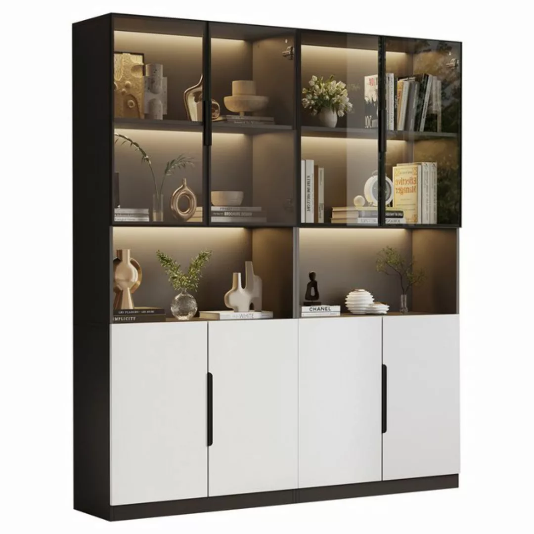 Odikalo Vitrine Glastüren Bücherregal Sammlerstücke einstellbare 30*160*200 günstig online kaufen