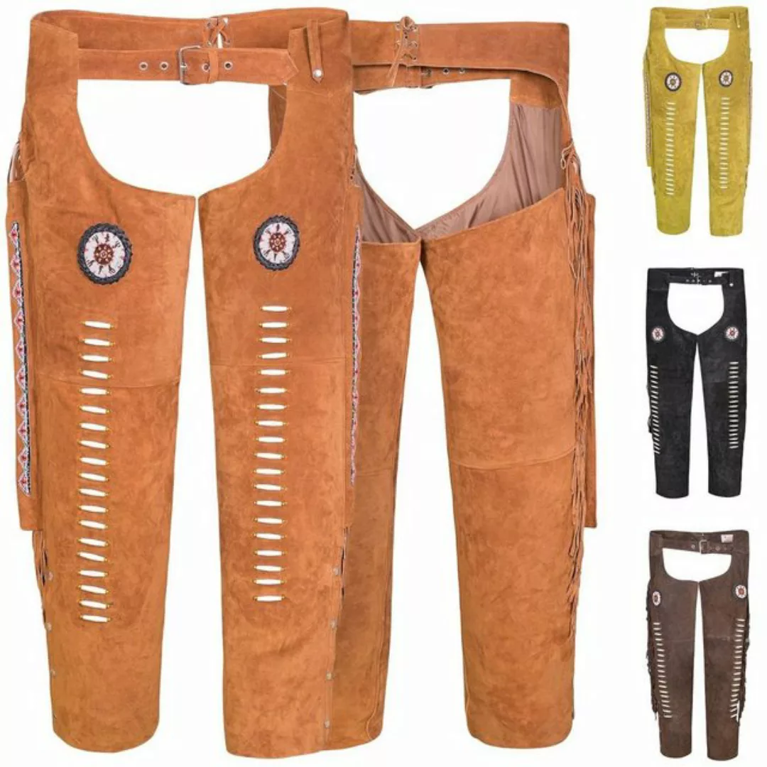 German Wear Lederhose GW957T Chaps Fransenhose Reiter Cowboy Western Lederc günstig online kaufen