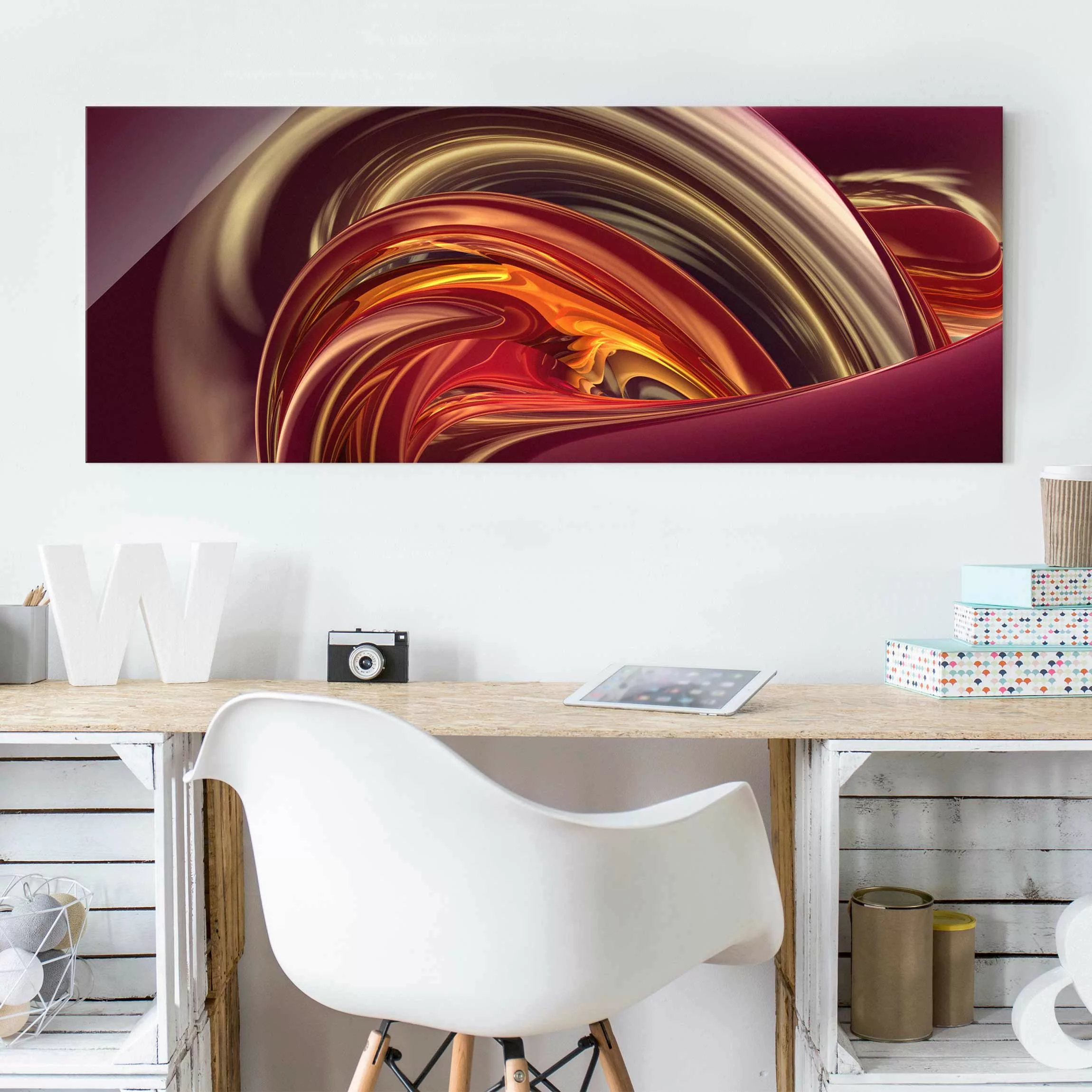 Glasbild Abstrakt - Panorama Fantastic Burning günstig online kaufen