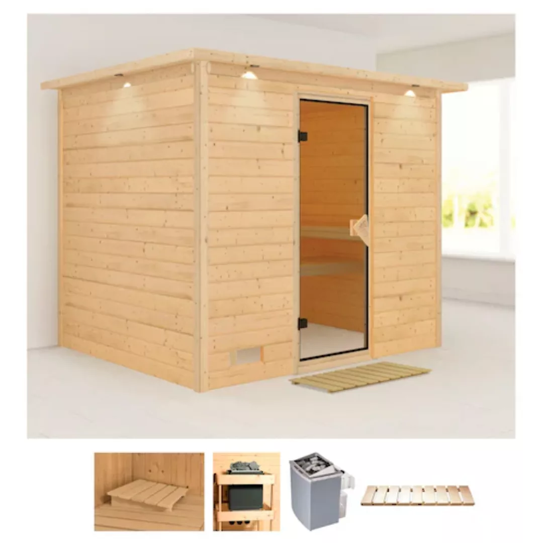 Karibu Sauna »Soraja«, (Set), 9-kW-Ofen mit integrierter Steuerung günstig online kaufen