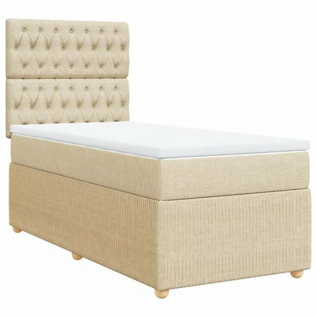 vidaXL Bett Boxspringbett mit Matratze Creme 100x200 cm Stoff günstig online kaufen