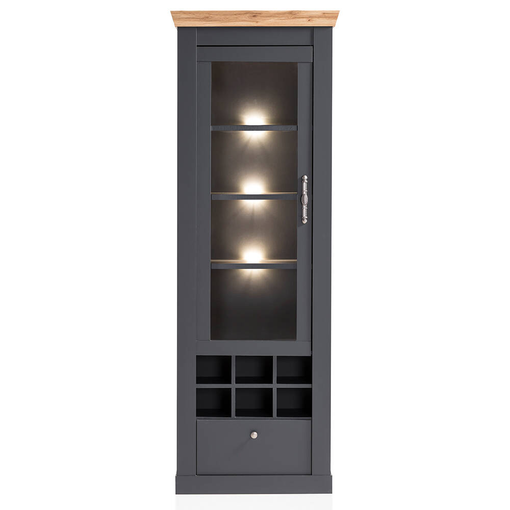 Vitrine in anthrazit mit Wotan Eiche Nb. CESENA-61 inkl. LED-Rückwandbeleuc günstig online kaufen