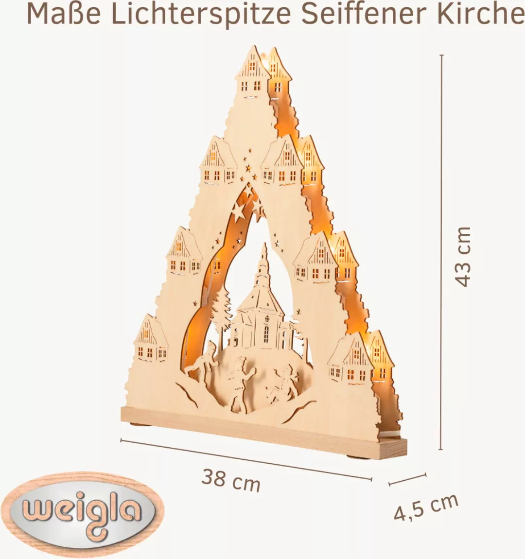 Weigla Schwibbogen »Seiffener Kirche, Lichterspitze aus Holz, NATUR«, Erzge günstig online kaufen