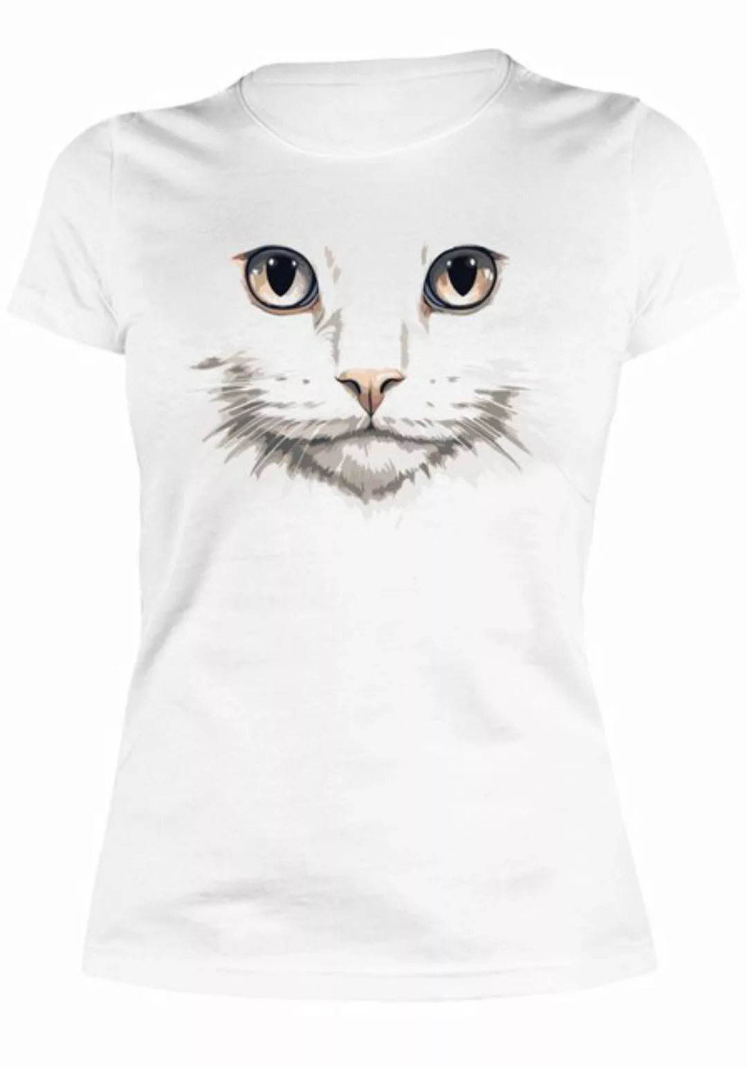 Art & Detail Shirt T-Shirt Weiße Katze Design für Damen günstig online kaufen