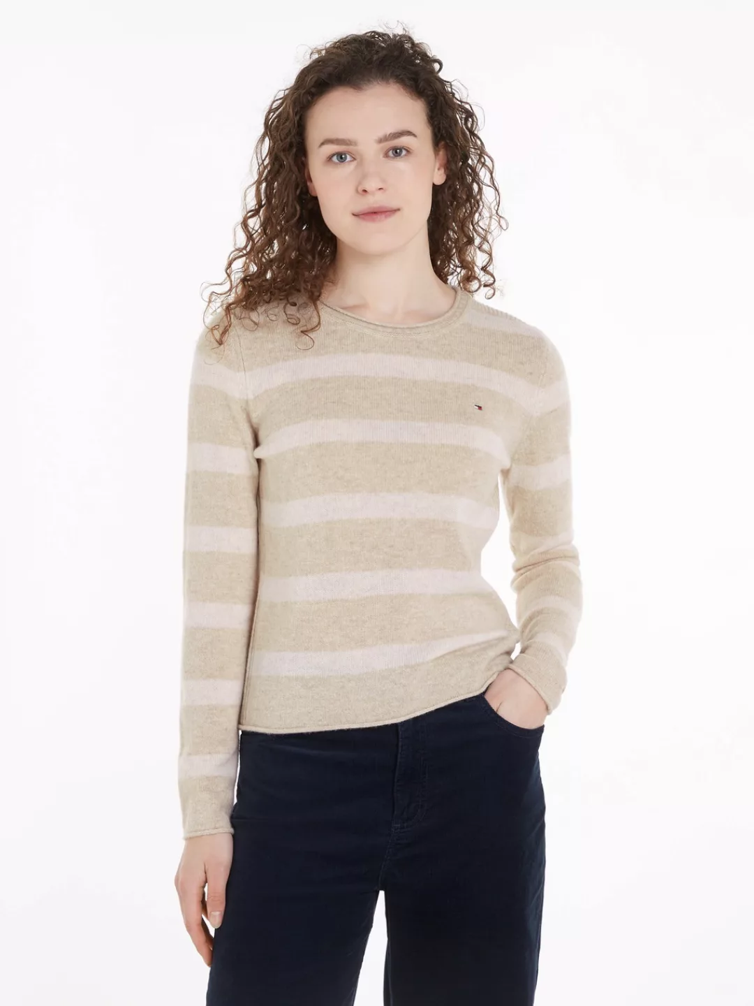 Tommy Hilfiger Strickpullover "SOFT WOOL C-NK SWEATER", mit Logostickerei, günstig online kaufen