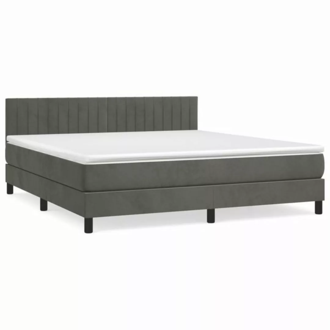 vidaXL Bettgestell Boxspringbett mit Matratze Dunkelgrau 160x200 cm Samt Be günstig online kaufen