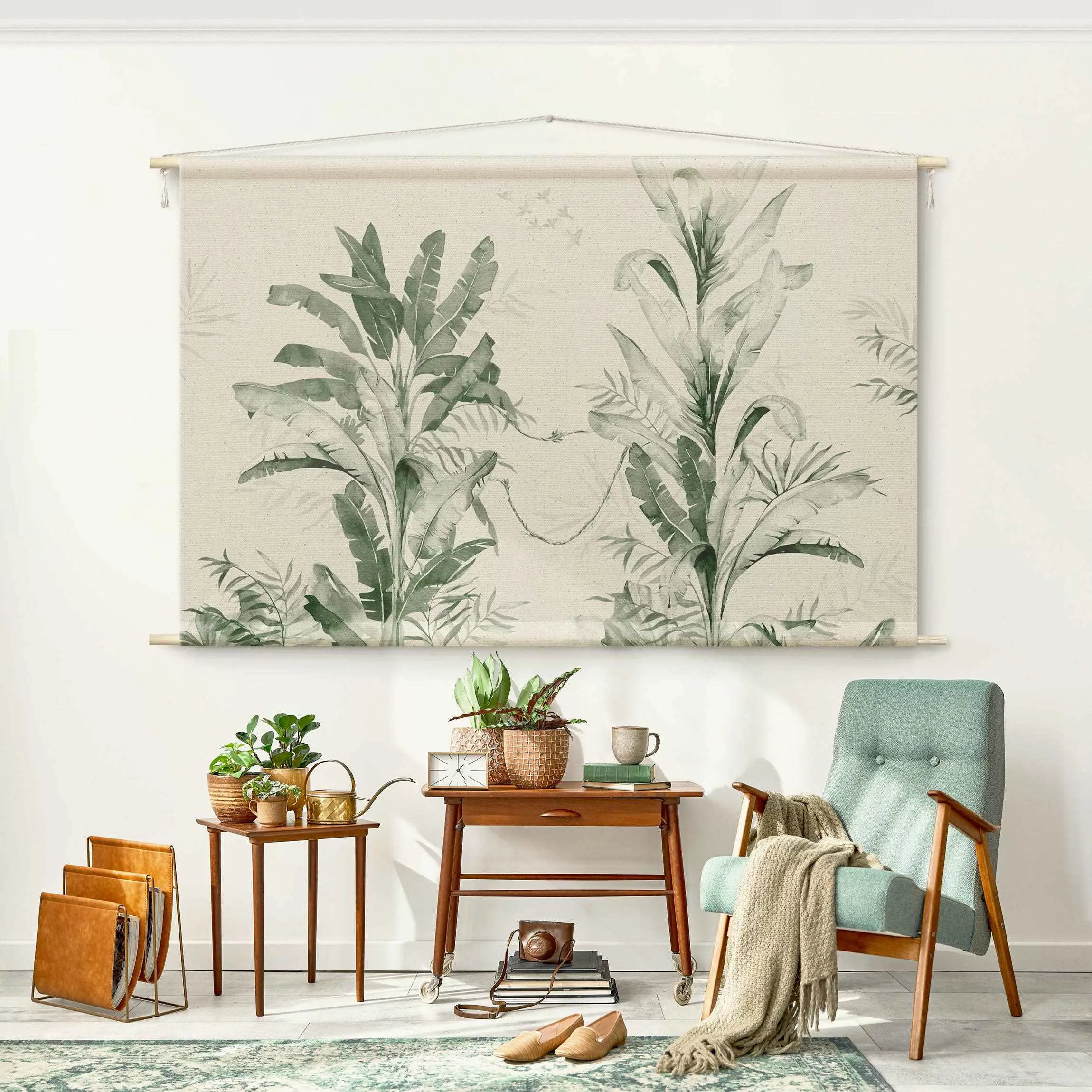 Wandteppich Tropische Palmen und Blätter günstig online kaufen