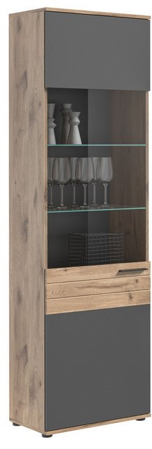 xonox.home Vitrine in nox oak/basalt grau - 57x200x37cm (BxHxT) günstig online kaufen