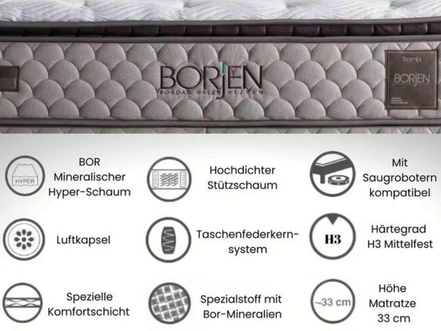 Pointhome Boxspringbett Set, Borjen, Kopfteil-Lampe & USB-Port, Bor-Matratz günstig online kaufen