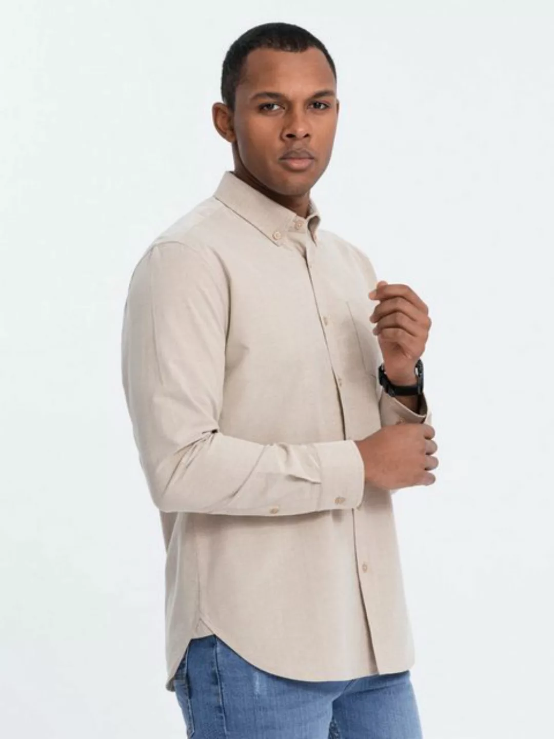 OMBRE Langarmhemd Herrenhemd aus Baumwolle REGULAR FIT günstig online kaufen