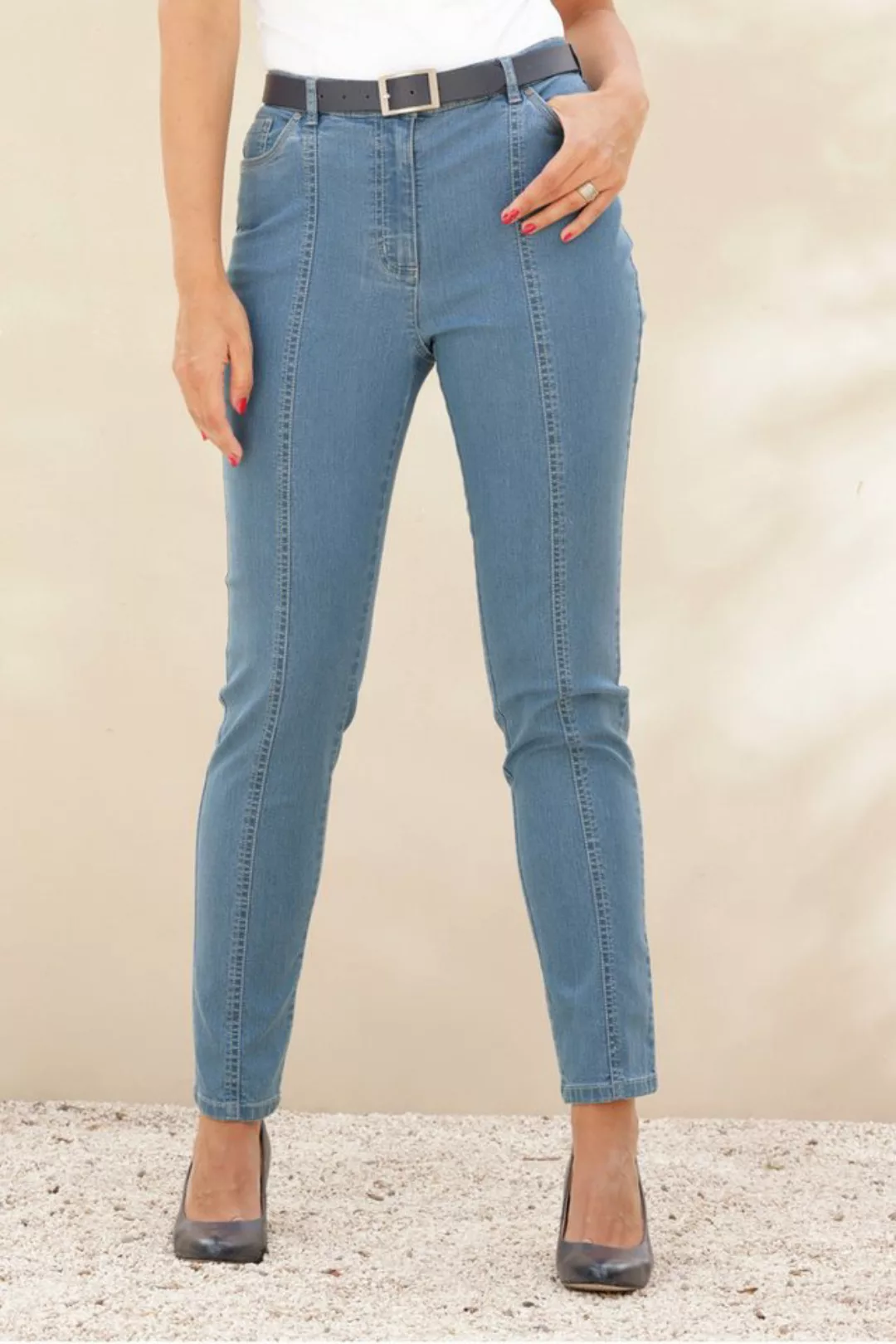 meyermode Regular-fit-Jeans Jeans Slim Fit 5-Pocket Ziernähte günstig online kaufen