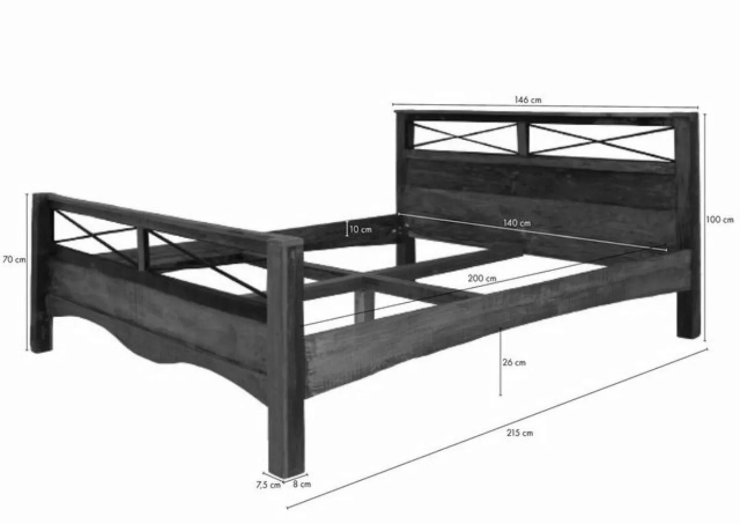 Massivmoebel24 Massivholzbett (Bett Altholz 140x200x100 mehrfarbig lackiert günstig online kaufen