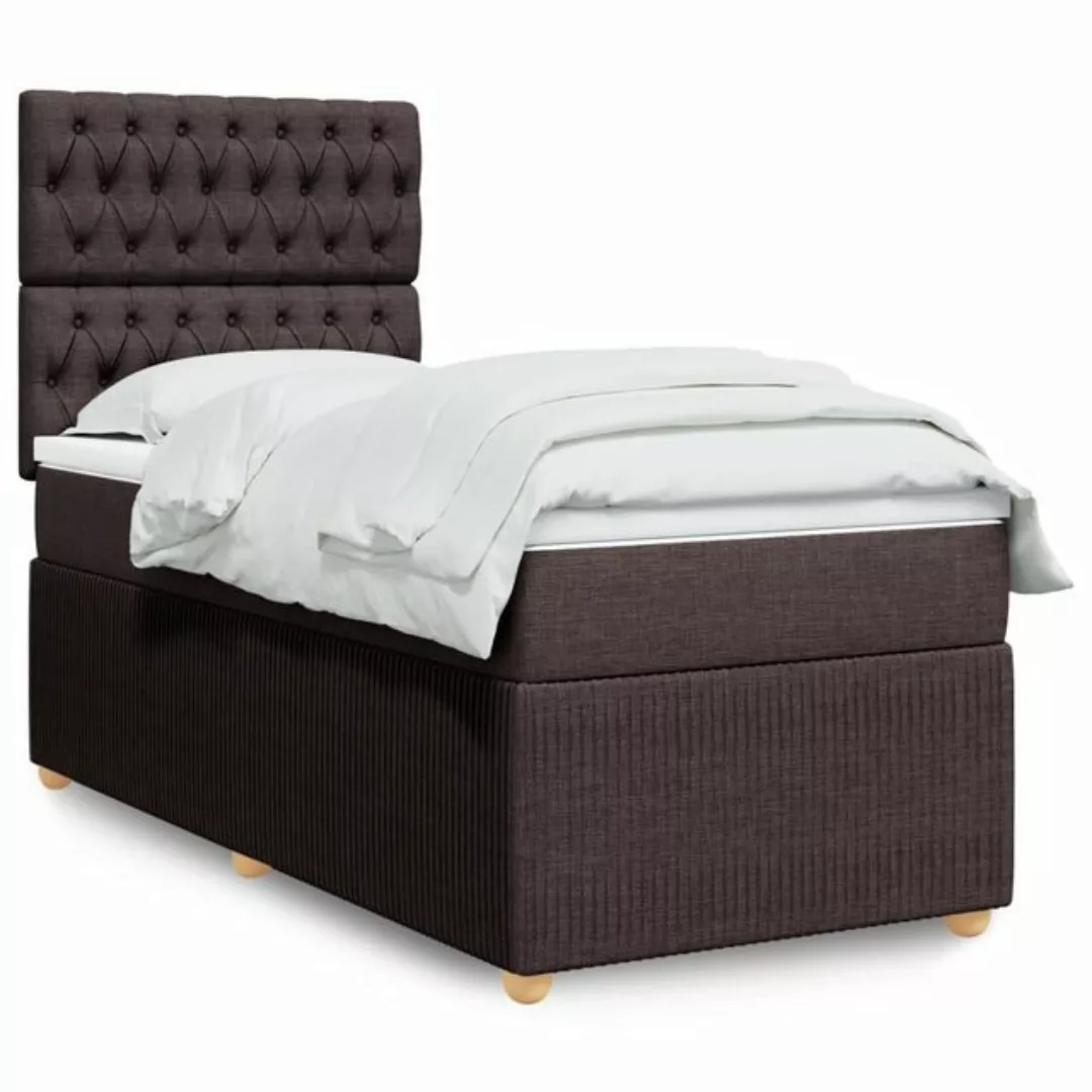 vidaXL Boxspringbett, Boxspringbett mit Matratze Dunkelbraun 100x200 cm Sto günstig online kaufen