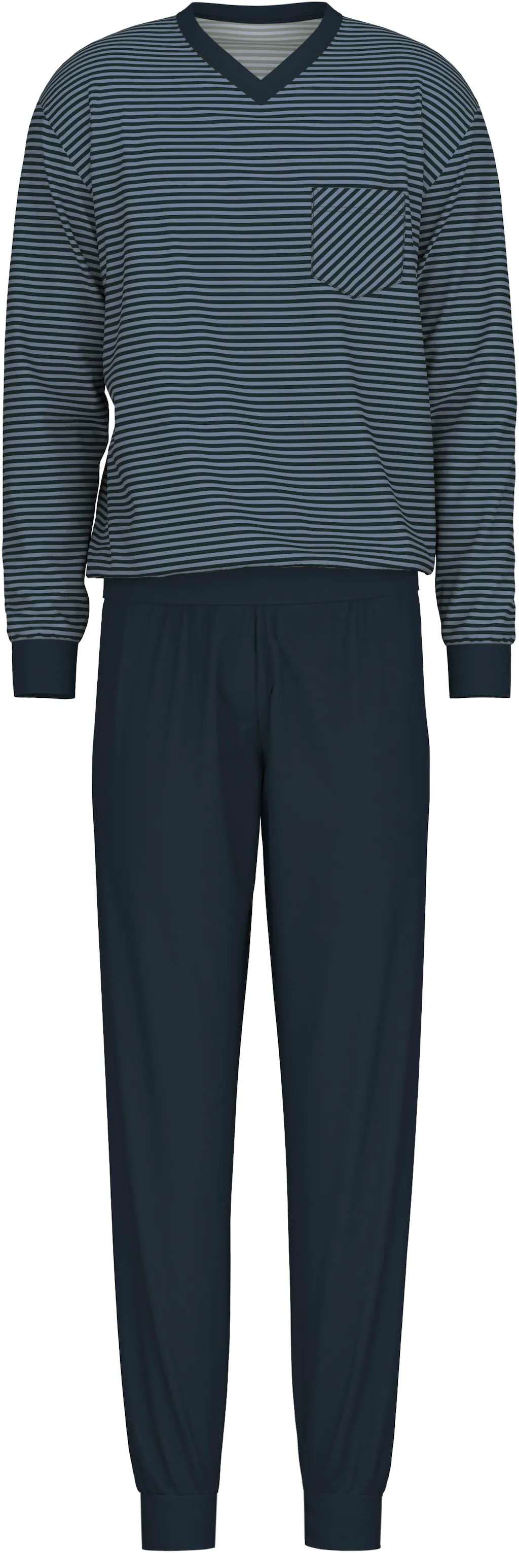 CALIDA Schlafanzug "Relax Streamline", (2 tlg.), mit V-Neck und Bündchen günstig online kaufen