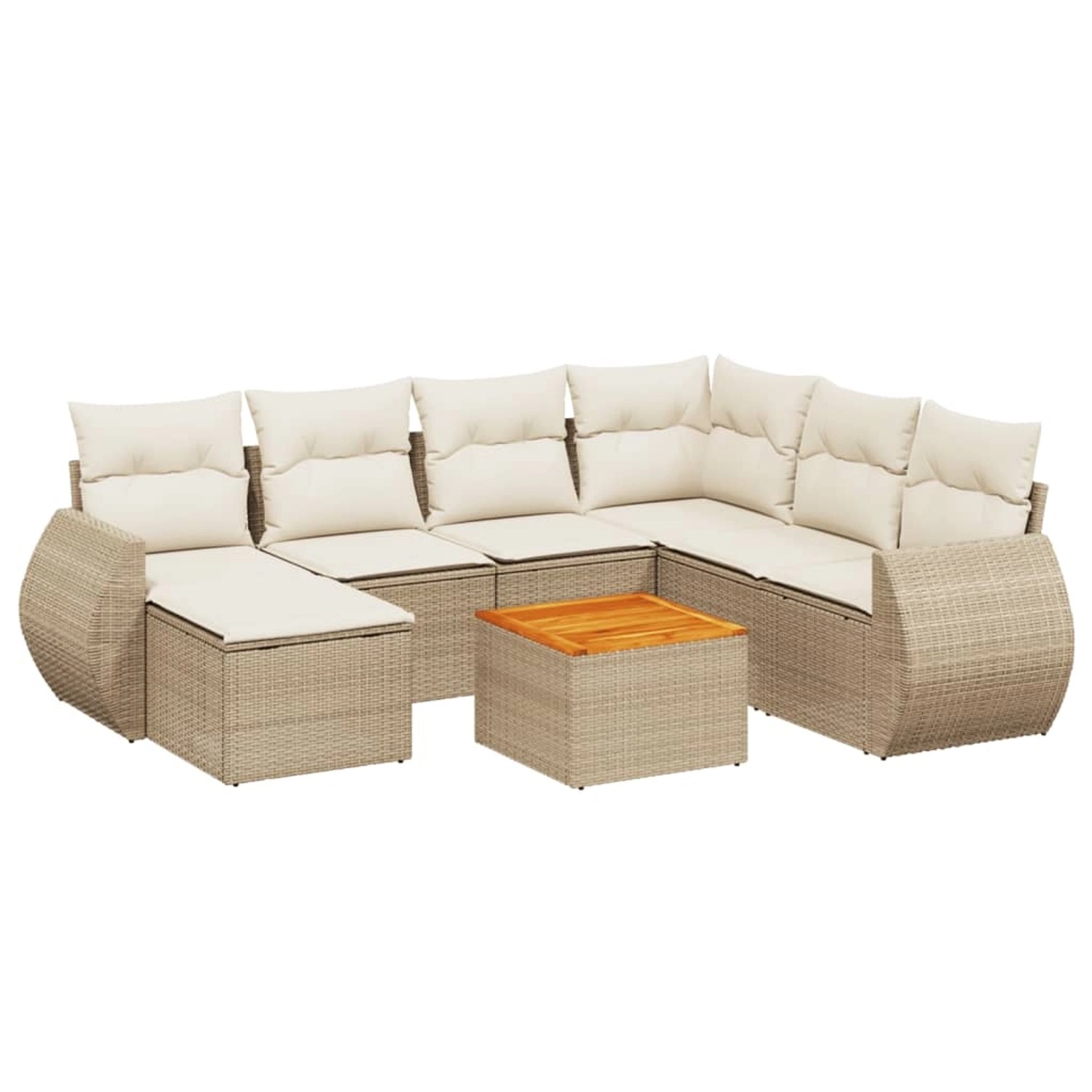 vidaXL 8-Tlg Garten-Sofagarnitur mit Kissen Beige Poly Rattan 3257451 günstig online kaufen