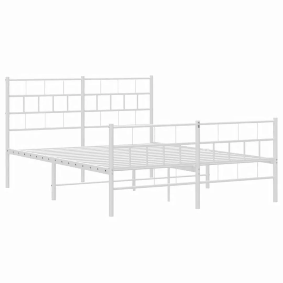 vidaXL Bettgestell Bettrahmen mit Kopf- und Fußteil Metall Weiß 140x190 cm günstig online kaufen