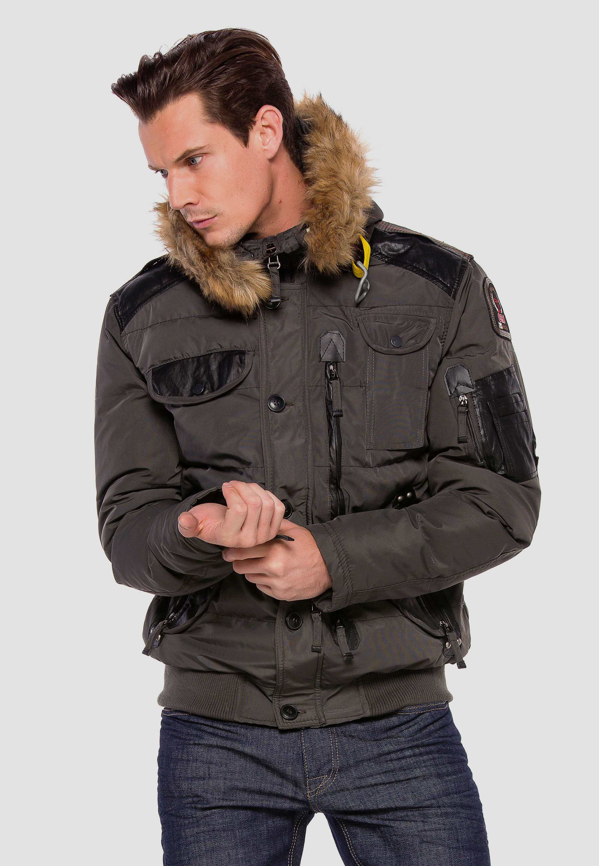 Cipo & Baxx Winterjacke, mit abnehmbaren Pelzkragen günstig online kaufen