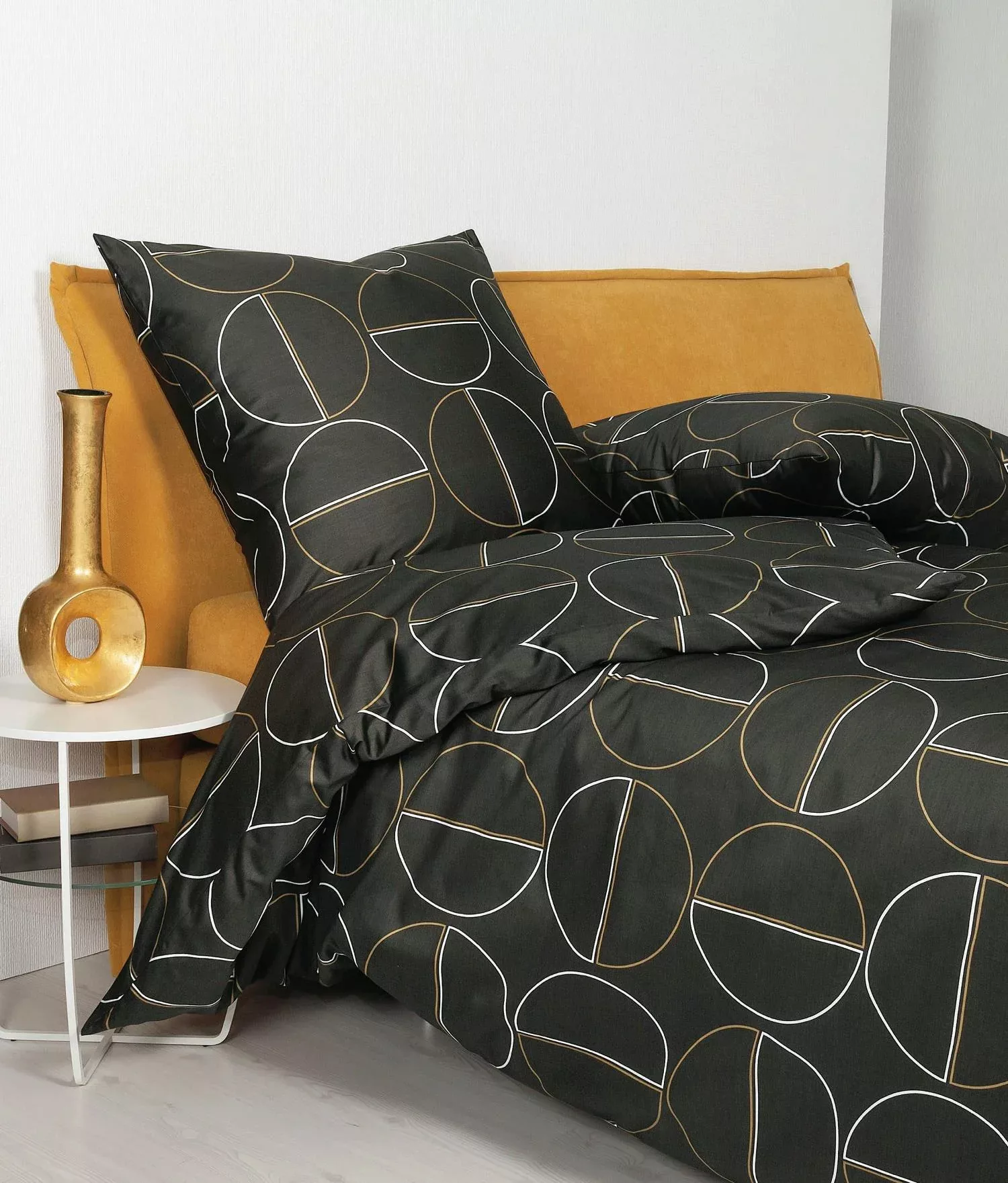 Bettwäsche Janine Mako Satin J.D. 87087-2 Kreise Anthrazit 135x200 günstig online kaufen