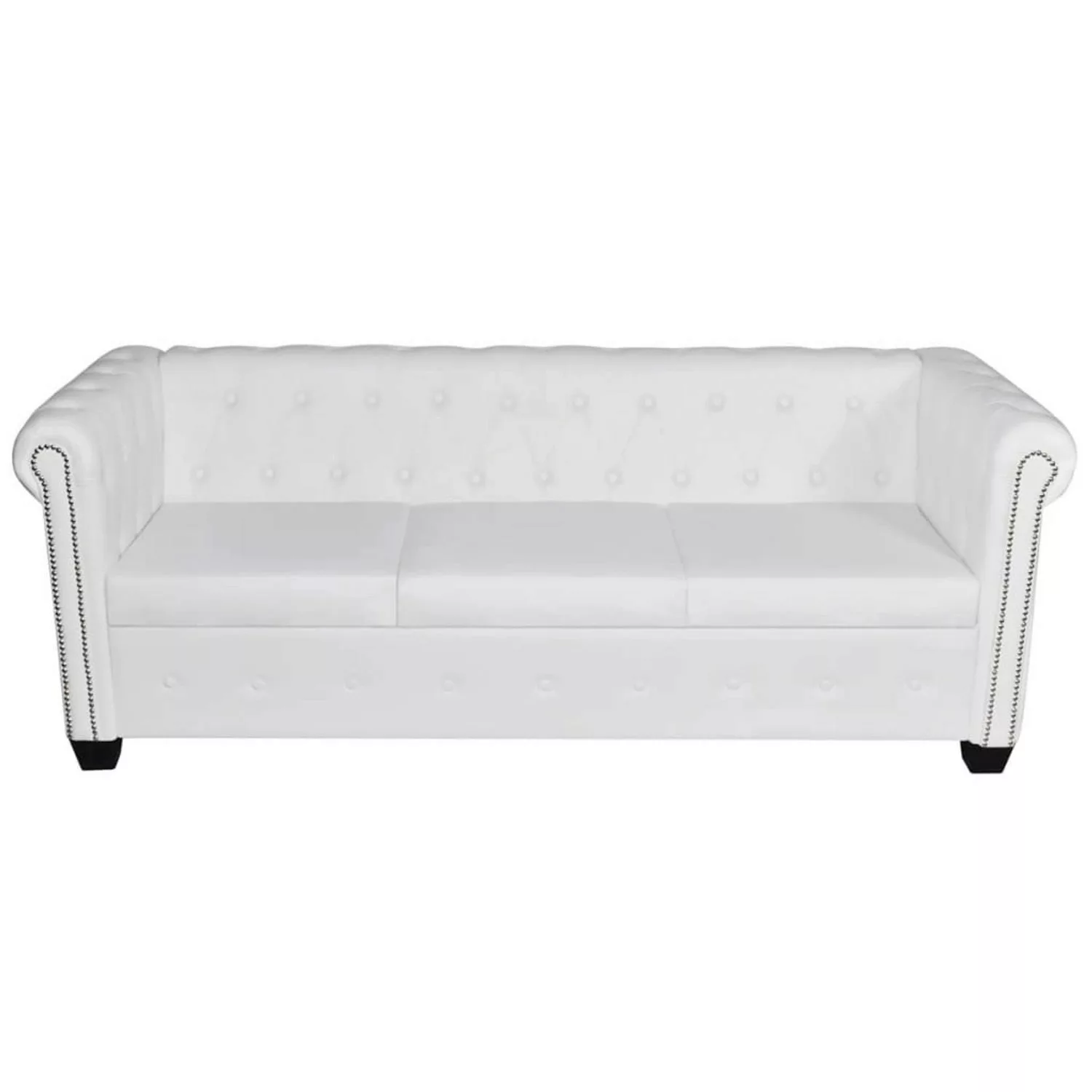 vidaXL Sofa Chesterfield Sofa 3-Sitzer Kunstleder Weiß günstig online kaufen