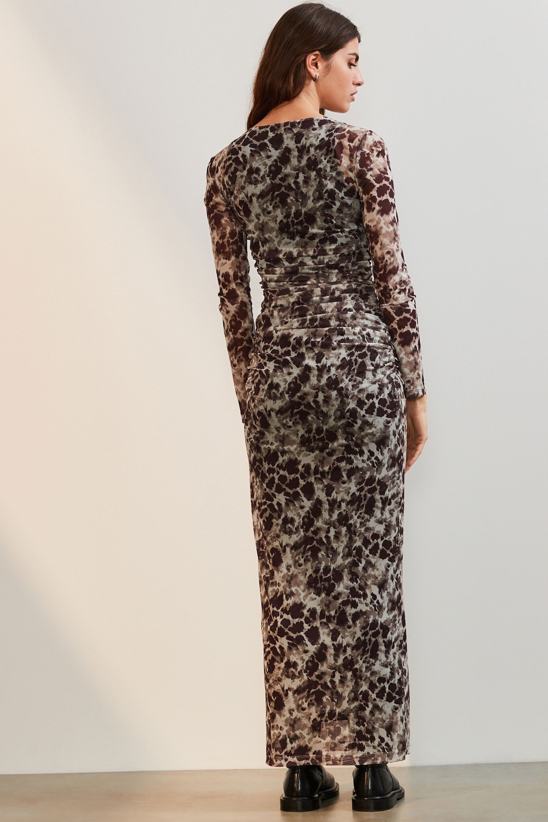 Next Maxikleid Mesh-Maxikleid mit langen Ärmeln günstig online kaufen