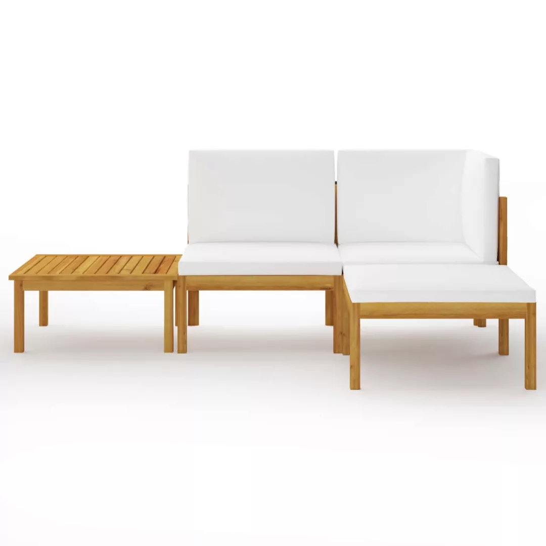 4-tlg. Garten-lounge-set Mit Kissen Cremeweiß Massivholz Akazie günstig online kaufen