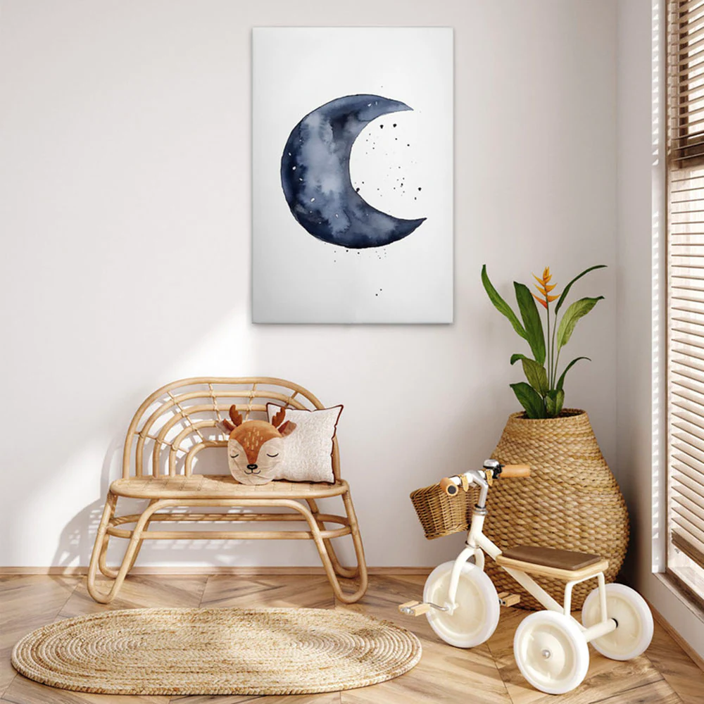 A.S. Création Leinwandbild "Blue Crescent - Wandbild Weiß Blau Keilrahmen K günstig online kaufen