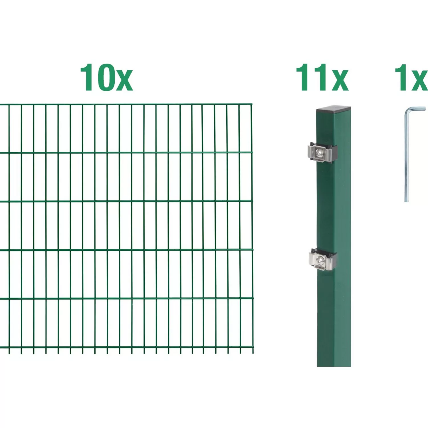 Metallzaun Grund-Set Doppelstabmatte verz. Grün beschichtet 10 x 2 m x 0,8 günstig online kaufen