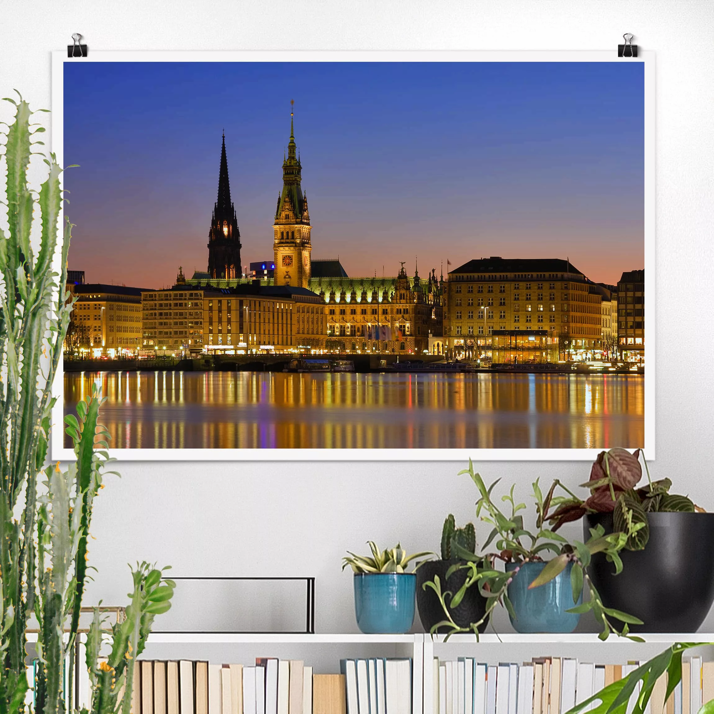 Poster Architektur & Skyline - Querformat Hamburger Panorama günstig online kaufen