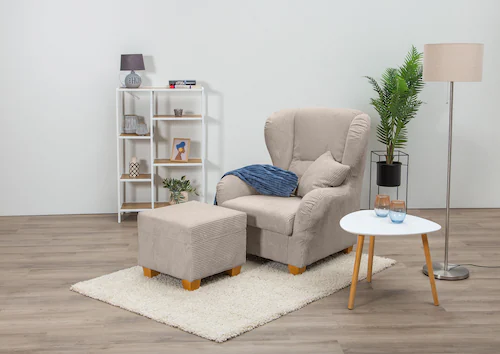 Home affaire Ohrensessel "Oliver", Ohrensess,mit Hocker,Zierkissen,Klassisc günstig online kaufen