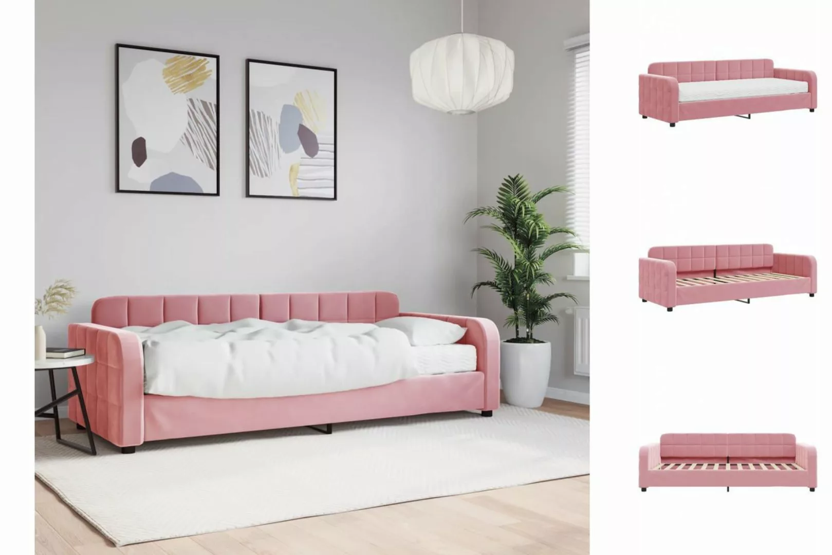 vidaXL Gästebett Gästebett Tagesbett mit Matratze Rosa 80x200 cm Samt Bett günstig online kaufen