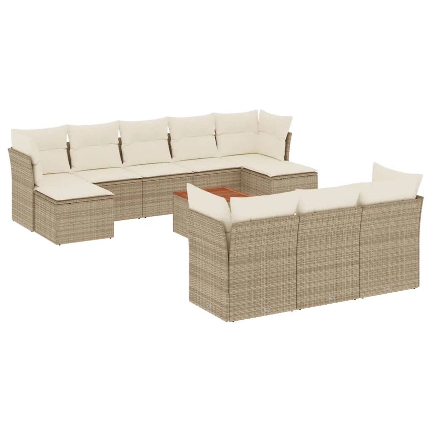 vidaXL 11-Tlg Garten-Sofagarnitur mit Kissen Beige Poly Rattan 3223881 günstig online kaufen