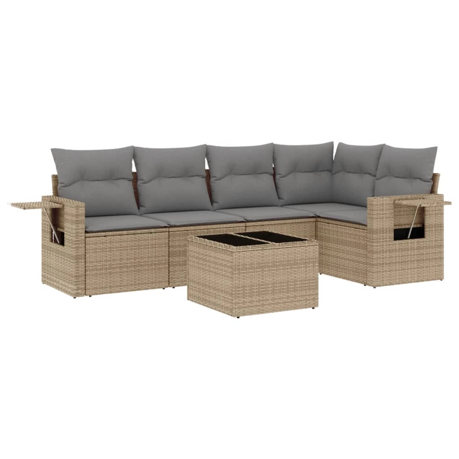 vidaXL 6-Tlg Garten-Sofagarnitur mit Kissen Beige Poly Rattan 3220138 günstig online kaufen